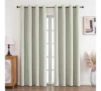 CUCRAF - Set di 2 tende 100% opache in lino con occhielli, colore beige chiaro, 260 x 140 cm (altezza x larghezza), protezione contro il freddo, isolamento acustico, per soggiorno, camera da letto