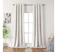 CUCRAF Set di 2 tende in velluto con occhielli, oscuranti e opache, 225 x 140 cm, lussuose tende termoisolanti per soggiorno e camera da letto (bianco avorio)