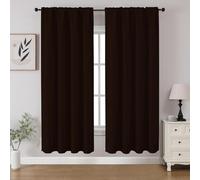 CUCRAF Set di 2 tende oscuranti con tasca per asta, 160 cm di lunghezza, per camera da letto e soggiorno, isolate termicamente (132 x 160 cm, cioccolato)
