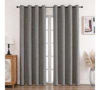 CUCRAF Tende 100% oscuranti in lino con occhielli, tende oscuranti grigio chiaro H229 x B229 cm set da 2 pezzi, tende termiche con protezione dal freddo e isolamento acustico per soggiorno e camera da