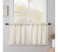 CUCRAF Tende Cucina per Interni a Vetro Finestra 120x45 (LxA) cm 2 Pezzi Corte Lino Tenda Naturale