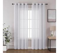 CUCRAF - Tende in lino bianco con voile, con occhielli, set da 2 pezzi, tende semitrasparenti per camera da letto e soggiorno, 225 x 140 cm (altezza x larghezza)