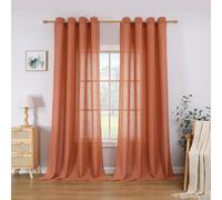 CUCRAF Tende in lino con occhielli, set da 2 pezzi, altezza 260 x larghezza 140, in terracotta, semitrasparente, effetto lino, per soggiorno, camera da letto