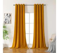 CUCRAF Tende in velluto con occhielli, protezione dal freddo, set da 2 pezzi, altezza 225 x larghezza 140, colore giallo, eleganti e isolate termicamente in velluto, per soggiorno, camera da letto