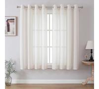 CUCRAF Tende in voile con occhielli, per camera da letto, soggiorno, colore lino, 175 x 140 cm, set da 2 pezzi