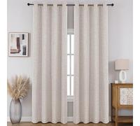 CUCRAF Tende oscuranti 100% totali, lunghezza 84 cm, per il trattamento delle finestre, in finto lino, isolamento termico, con occhielli, per camera da letto/soggiorno, set di 2 pannelli (bianco