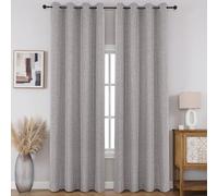 CUCRAF Tende oscuranti 100% totali, lunghezza 90 cm, per il trattamento delle finestre, in finto lino, isolamento termico, con occhielli, per camera da letto/soggiorno, set di 2 pannelli (grigio