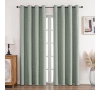 CUCRAF Tende oscuranti al 100% in lino con occhielli, colore grigio-verde, altezza 300 x larghezza 167 cm, set da 2 pezzi, per soggiorno, camera da letto