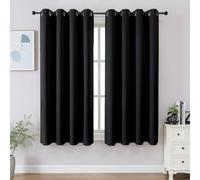 CUCRAF Tende oscuranti da 114,3 cm di lunghezza, isolanti termicamente per camera da letto, tende oscuranti per cucina, soggiorno, set di 2 pannelli, 132 x 114 cm, nero