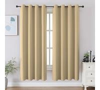 CUCRAF Tende oscuranti da 160 cm di lunghezza, isolamento termico per camera da letto, blocco della luce, per cucina e soggiorno, set di 2 pannelli, 132 x 160 cm, beige
