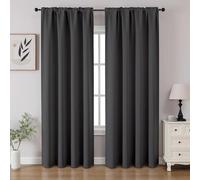 CUCRAF Tende oscuranti grigio scuro, lunghezza 228,6 cm, set di 2 pannelli, con tasca per asta, per camera da letto e soggiorno, tende isolanti termicamente con blocco della luce (larghezza 132 x