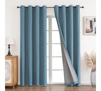 CUCRAF Tende oscuranti in 100% lino, con occhielli, 214 x 132 cm, set da 2 pezzi, per soggiorno, camera da letto
