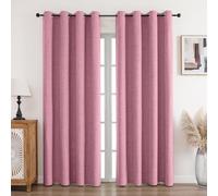 CUCRAF Tende oscuranti in 100% lino, con occhielli, colore rosa, 245 x 140 cm, set da 2 pezzi, per soggiorno, camera da letto