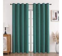 CUCRAF Tende oscuranti in 100% lino, con occhielli, colore verde foresta, 200 x 140 cm, set da 2 pezzi, per soggiorno, camera da letto