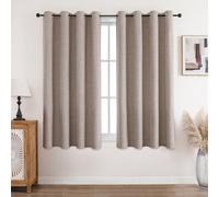 CUCRAF Tende oscuranti in lino al 100% opache, con occhielli, 160 x 132 cm, set da 2 pezzi, per soggiorno, camera da letto