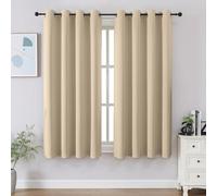 CUCRAF Tende oscuranti lunghe 114,3 cm, isolamento termico, per camera da letto, cucina e soggiorno, set di 2 pannelli, 132 x 114 cm, beige chiaro