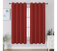 CUCRAF Tende oscuranti lunghe 137,2 cm, isolamento termico per camera da letto, tende oscuranti per cucina, soggiorno, set di 2 pannelli, 132 x 137 cm, rosso