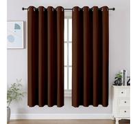 CUCRAF Tende oscuranti lunghe 137 cm, isolamento termico per camera da letto, tende oscuranti per cucina, soggiorno, set di 2 pannelli, 132 x 137 cm, marrone