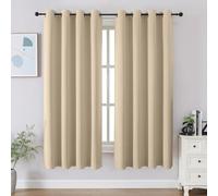 CUCRAF Tende oscuranti lunghe 137 cm, isolamento termico per camera da letto, tende oscuranti per cucina, soggiorno, set di 2 pannelli, 132 x 137 cm, beige chiaro
