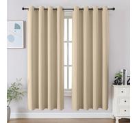 CUCRAF Tende oscuranti lunghe 160 cm, isolamento termico per camera da letto, blocco della luce, per cucina e soggiorno, set di 2 pannelli, 132 x 160 cm, beige chiaro