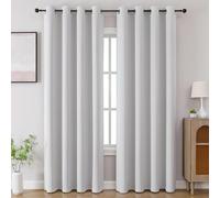CUCRAF Tende oscuranti lunghe 160 cm, isolamento termico per camera da letto, tende oscuranti per cucina, soggiorno, set di 2 pannelli, 132 x 160 cm, bianco grigiastro