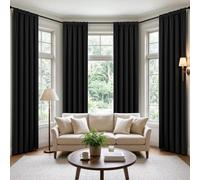CUCRAF Tende oscuranti per finestre, con tasca per asta, isolamento termico, per camera da letto e soggiorno, set di 2 pannelli. 132 x 274 cm, nero