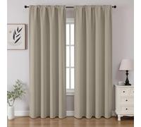 CUCRAF Tende oscuranti per finestre, con tasca per asta, isolamento termico, per camera da letto e soggiorno, set di 2 pannelli. 132 x 213 cm, beige chiaro