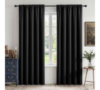 CUCRAF Tende oscuranti per finestre, con tasca per asta, isolamento termico, per camera da letto e soggiorno, set di 2 pannelli. 132 x 183 cm, nero