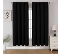 CUCRAF Tende oscuranti per finestre, con tasca per asta, isolamento termico, per camera da letto e soggiorno, set di 2 pannelli. 132 x 160 cm, nero