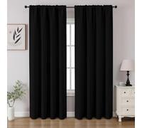 CUCRAF Tende oscuranti per finestre, con tasca per asta, isolamento termico, per camera da letto e soggiorno, set di 2 pannelli. 132 x 213 cm, nero