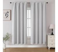 CUCRAF Tende oscuranti per finestre, con tasca per asta, isolamento termico, per camera da letto e soggiorno, set di 2 pannelli. 132 x 160 cm, bianco grigio