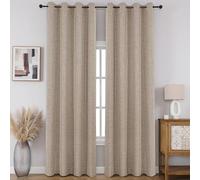 CUCRAF Tende oscuranti per finestre, lunghe 213,4 cm, effetto lino, isolamento termico, con occhielli, per camera da letto e soggiorno, set di 2 (132 x 213 cm, cachi chiaro)