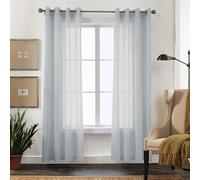 CUCRAF - Tende trasparenti con occhielli per soggiorno e camera da letto, 275 x 140 cm (altezza x larghezza), set da 2 pezzi, colore grigio e blu, tenda monocromatica facile da pulire con effetto lino