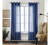 CUCRAF - Tende trasparenti con occhielli per soggiorno e camera da letto, 300 x 140 cm (altezza x larghezza), set da 2 pezzi, colore blu, tenda monocromatica, facile da pulire, effetto lino