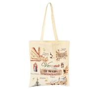 CUCUBA Borsa in Cotone con Due Manici Design Italia Verona Romeo e Giulietta Casa e Monumenti Colorati Riutilizzabile per la Spesa e Tempo Libero 42x38cm