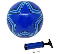 CUCUBA Pallone da Calcio da Allenamento o Partita Colore Blu con Stella Misura 5 con Pompa Portatile