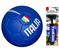 CUCUBA Pallone da Calcio Italia per Allenamento o Partita Misura Size 5 Diametro 23 cm Taglia 5 con Pompa Portatile per Gonfiaggio Rapido con Prolunga 2 Aghi ed un Augello