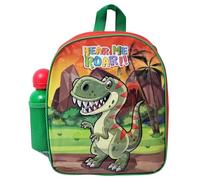 CUCUBA Zaino Scuola Dinosauri Hear Me Roar Colore Verde Rosso con Borraccia 400ml