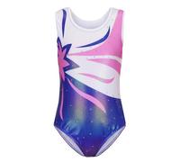 Cucudy Body da ginnastica per ragazze a maniche lunghe/senza maniche sfumato colore diamante body danza balletto ginnastica atletica body per bambini 5 6 7 8 9 10 11 12 anni
