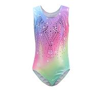 Cucudy Body da ginnastica per ragazze a maniche lunghe/senza maniche sfumato colore diamante body danza balletto ginnastica atletica body per bambini 5 6 7 8 9 10 11 12 anni