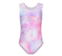 Cucudy Body da ginnastica per ragazze a maniche lunghe/senza maniche sfumato colore diamante body danza balletto ginnastica atletica body per bambini 5 6 7 8 9 10 11 12 anni