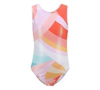 Cucudy Body da ginnastica per ragazze a maniche lunghe/senza maniche sfumato colore diamante body danza balletto ginnastica atletica body per bambini 5 6 7 8 9 10 11 12 anni