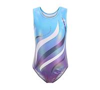 Cucudy Body da ginnastica per ragazze a maniche lunghe/senza maniche sfumato colore diamante body danza balletto ginnastica atletica body per bambini 5 6 7 8 9 10 11 12 anni