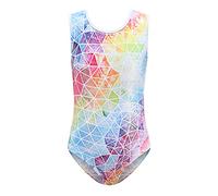 Cucudy Body da ginnastica per ragazze a maniche lunghe/senza maniche sfumato colore diamante body danza balletto ginnastica atletica body per bambini 5 6 7 8 9 10 11 12 anni