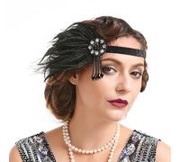 Cucudy Costume da donna e da uomo, stile retrò, stile anni '20, costume da mafia gatsby Art Deco Flapper Party 1920s Gatsby gioielli da donna boa di piume accessori per ballo di fine anno