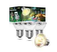 CucuGo 50W E27 Lampadina di Riscaldamento per Rettili Dimmerabile AC220-240V lampada uvb tartarughe UVA UVB Lampada Alogena Solare Spettro Completo Presa il Sole, per Tartaruga Ragno Serpente (4Pcs)