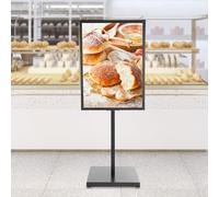 CuCummoo Supporto per cartelli A1 90x65 cm, espositore da terra in ferro, doppia faccia e pieghevole, cavalletto pubblicitario per negozi, supermercati e ristoranti