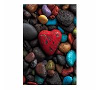 CUDAOO Decorazione artistica, tela a forma di cuore, poster romantico a tema amore Rosso nella pietra Decorazione per soggiorno, idea regalo per San Valentino(multicolore248)-60x90cm Non incorniciato
