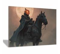 CUDAOO Decorazione da parete spettrale di Halloween murale moderna Cavalcata della Zucca Per Casa Soggiorno Camera Da Letto Cucina Bagno(nero51)-20x30cm Incorniciato