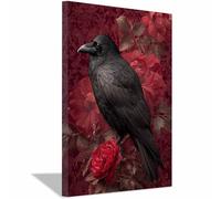 CUDAOO Decorazione da parete spettrale di Halloween murale moderna Fiore del nido del corvo Per Casa Soggiorno Camera Da Letto Cucina Bagno(rosso162)-40x60cm Incorniciato